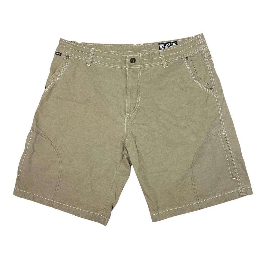 Kuhl Ramblr Hiking Cargo Shorts Men's 40 Khaki Tan Patina Dye Outdoor Gorpcore